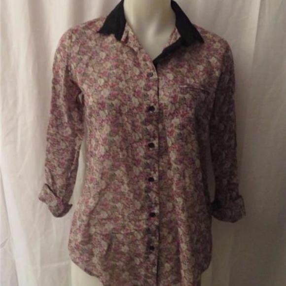 THE KOOPIES BLACK/PINK/GREEN/IVORY FLORAL TOP S - Picture 1 of 6